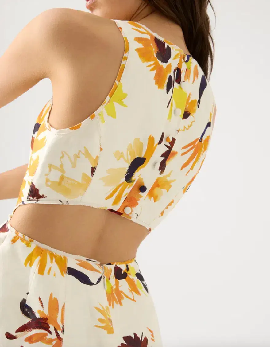 Aje Tulip Cut Out Mini Dress Pressed Sunflowers Size 8 for rent on The Volte - main image
