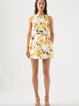 Aje Tulip Cut Out Mini Dress Pressed Sunflowers Size 8 for rent on The Volte - image 2