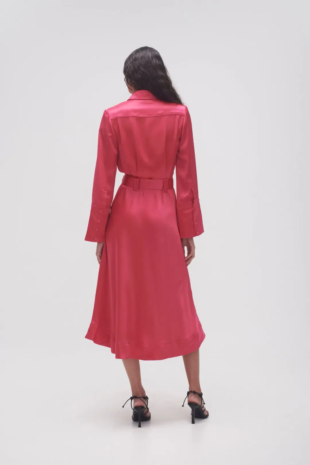Aje Echo Belted Midi Shirt Dress in Hot Pink Size 8 for rent on The Volte - main image