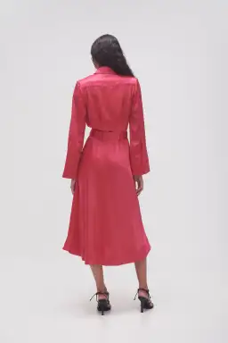 Aje Echo Belted Midi Shirt Dress in Hot Pink Size 8 for rent on The Volte - image 3