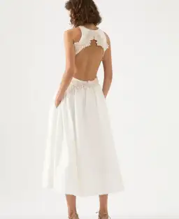 Aje Botanical Trim Midi Dress Ivory Size 8 for rent on The Volte - image 4
