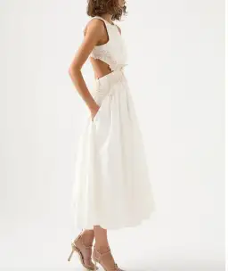 Aje Botanical Trim Midi Dress Ivory Size 8 for rent on The Volte - image 2