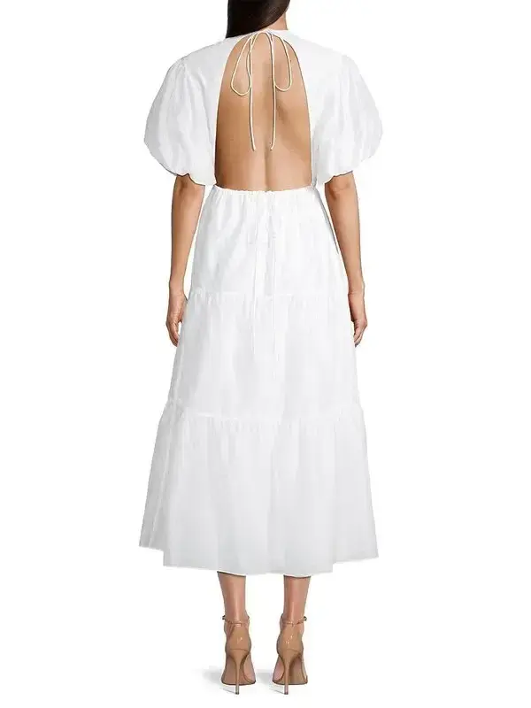 Sir the Label Franc Open Back Midi Dress Chalk White Size 3 / 12 AU for rent on The Volte - main image