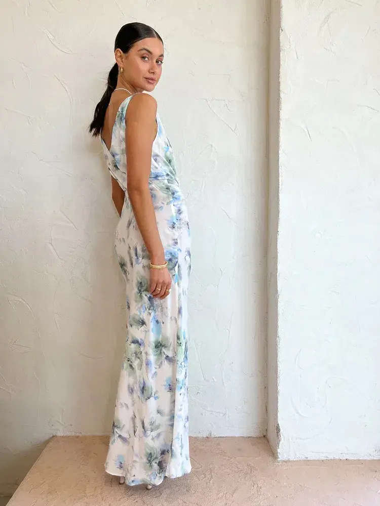 Bec & Bridge Corrine V Maxi Dress in Watercolour Floral Size 10 for rent on The Volte - main image