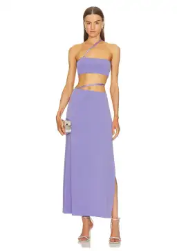 Bec & Bridge Zadie Crop Top & Strap Maxki Skirt Set Grape Purple Size 8