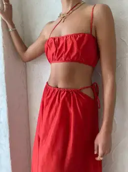 Sir The Label Lucelia Crop Top & Skirt Set Red Size 1 / AU 8 for rent on The Volte - image 5