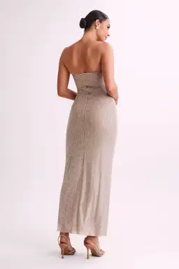 Meshki Stassie Strapless Rose Diamante Maxi Dress Nude Size S / AU 8 for rent on The Volte - image 3