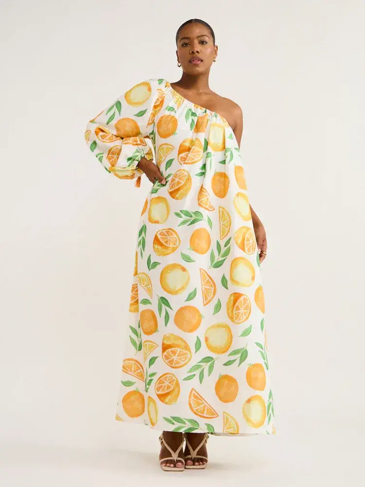 Ambra Maddalena Ophelia Dress in Orange Print Size 12 for rent on The Volte - main image