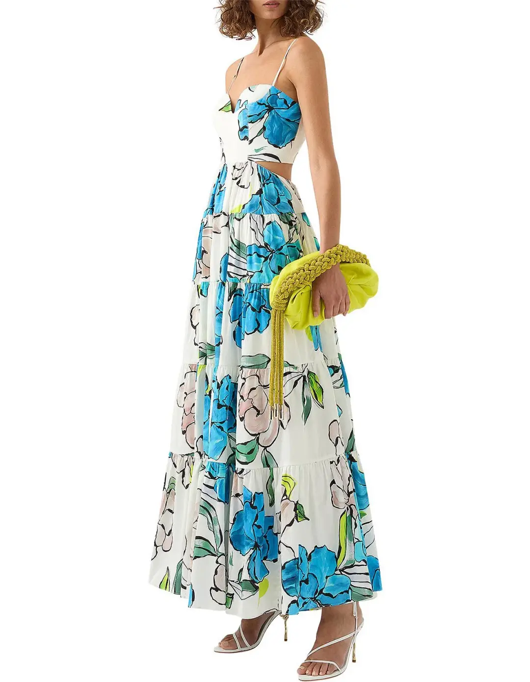 AJE BOTANICAL TIERED MAXI DRESS COOL CAMELIA BLUE FLORAL SIZE AU 8 for rent on The Volte - main image