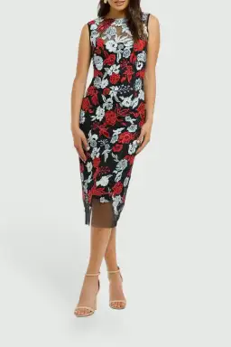 Moss and Spy Primrose Shift Dress in Navy and Red Size 10 for rent on The Volte - image 2