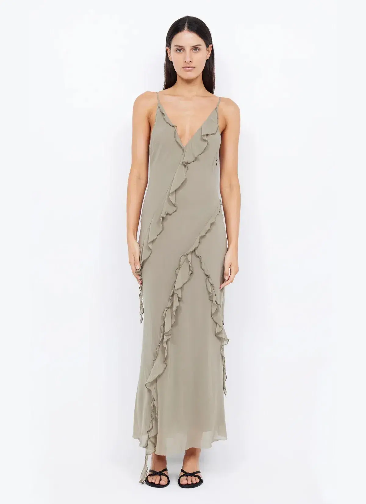 Bec and Bridge Gabriel Frill Maxi in Sage Green Size AU 6 - Image 1