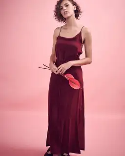 Kacey Devlin Asymmetrical Full Wrap Dress Merlot Size 10 for rent on The Volte - image 1