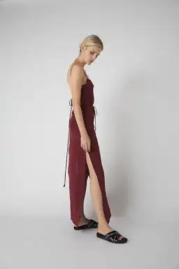 Kacey Devlin Asymmetrical Full Wrap Dress Merlot Size 10 for rent on The Volte - image 2