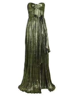 JONATHAN SIMKHAI Metallic Plisse Strapless Gown Size 8