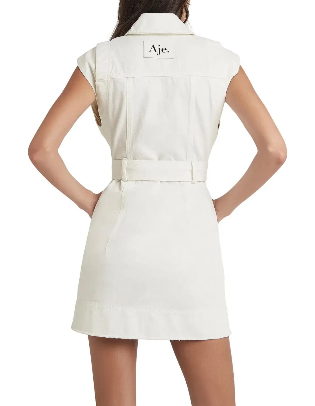 Aje Syros Denim Vest Dress White/Ecru Size 10 for rent on The Volte - main image