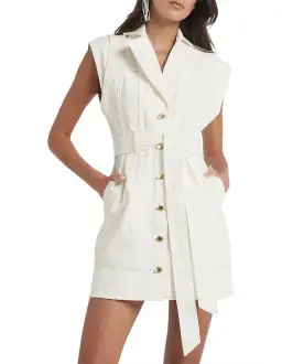 Aje Syros Denim Vest Dress White/Ecru Size 10 for rent on The Volte - image 1