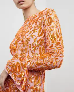 Rachel Gilbert Lupita Mini Dress Pink/Orange Sequin Size 1 / AU 8 for rent on The Volte - image 2