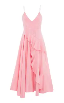 Alex Perry Paxton Ruffle Midi Dress Pink Sequin Size 8 for rent on The Volte - image 4