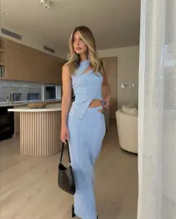 Henne Romee Knit Top and Skirt Set Blue Size 8 for rent on The Volte - image 3