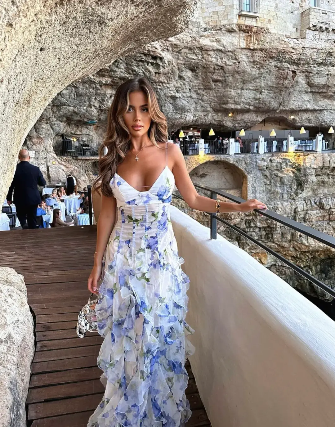 Menti Iris Flower Maxi Dress Blue Roses Size S / AU 8 for rent on The Volte - main image