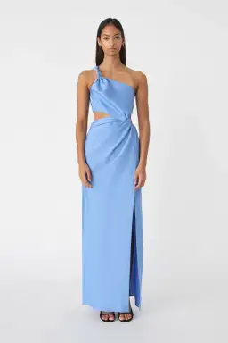 Misha Collection Kristin Satin Gown Cornflower Blue Size 6