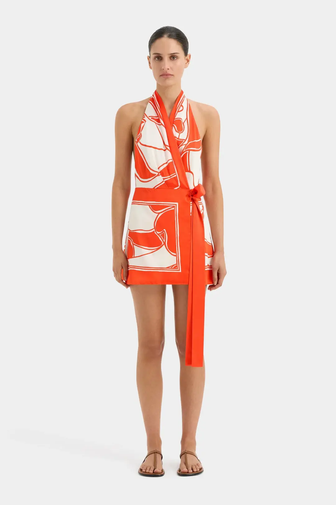 Sir the Label Ramona Wrap Halter Mini Dress Mariposa Lily Size 6 for rent on The Volte - main image