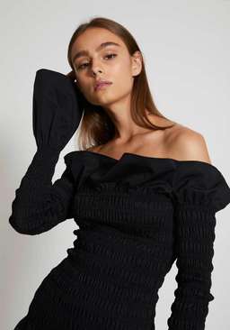 DION LEE Shirred Mini Dress Black Size 8