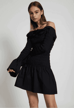 DION LEE Shirred Mini Dress Black Size 8