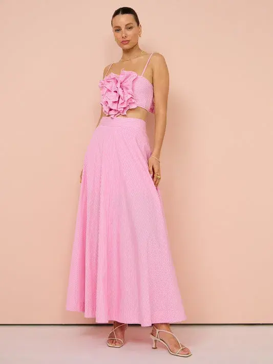 Aston Studio Eliza Flower Top and Skirt Set Pink Size 8 for rent on The Volte - main image