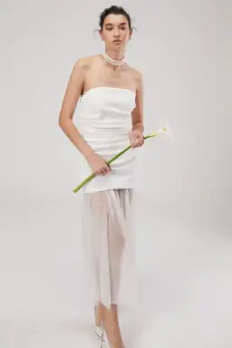 Misha Collection Nasrin Strapless White Sequin Midi Dress Size Small /Au 8