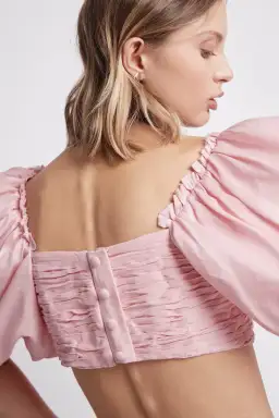 Aje Myriad Puff Sleeve Cropped Top Roze Pink Size 4 for rent on The Volte - image 2