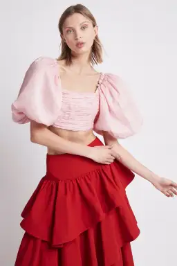 Aje Myriad Puff Sleeve Cropped Top Roze Pink Size 4 for rent on The Volte - image 1