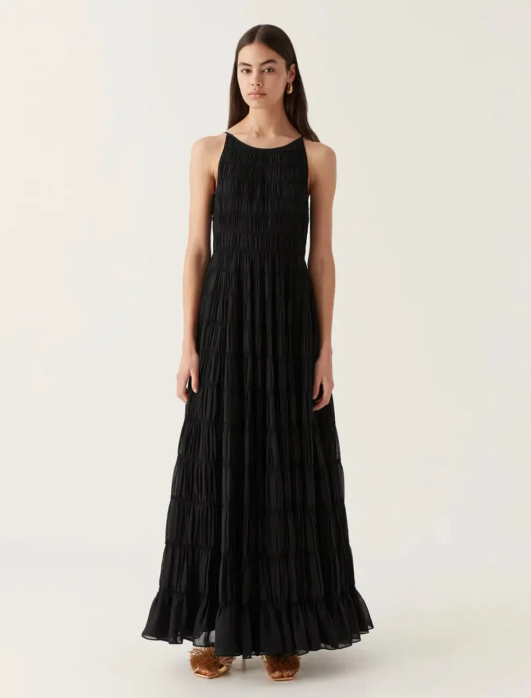 Aje Rosewood Ruched Maxi Dress Black Size 14 for rent on The Volte - main image