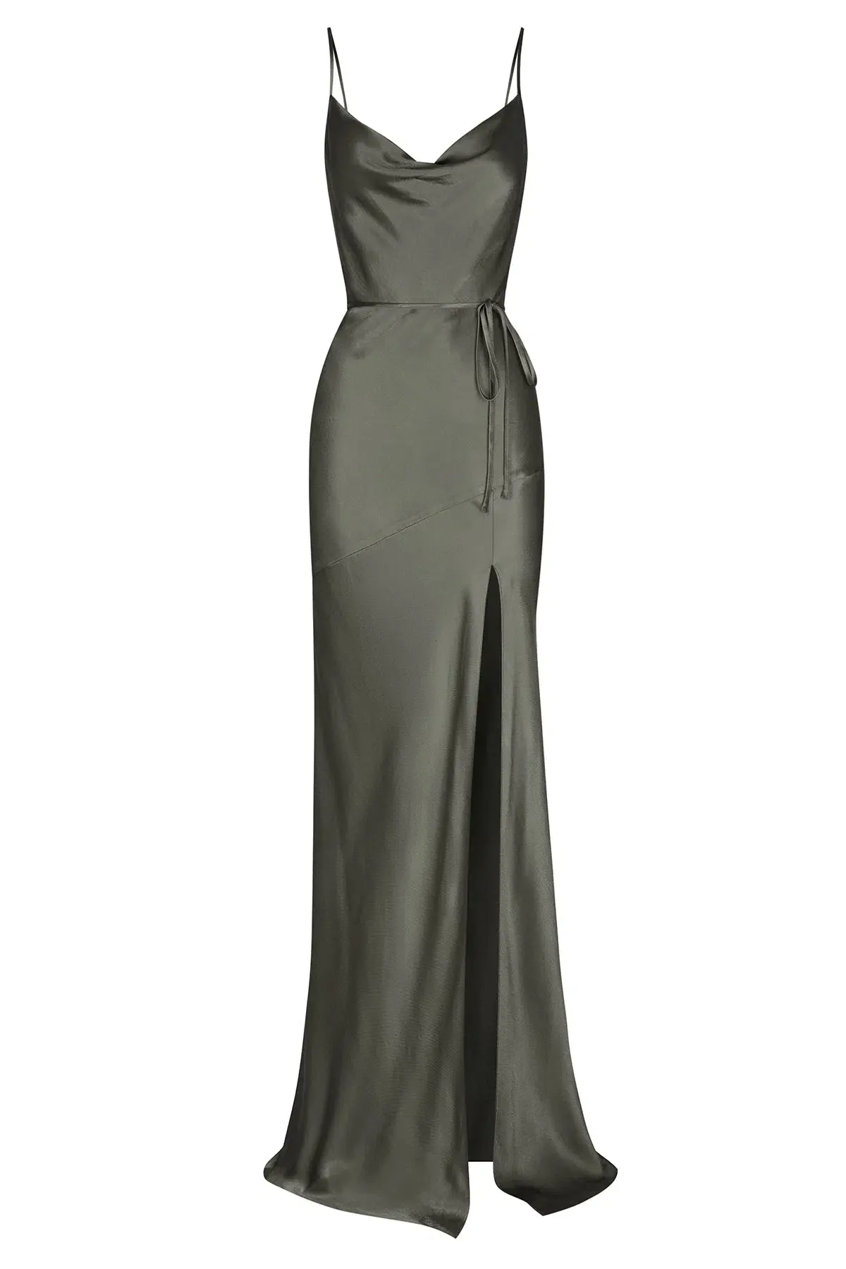 Shona Joy La Lune Bias Cowl Maxi Dress In Olive Size 8 - Image 6