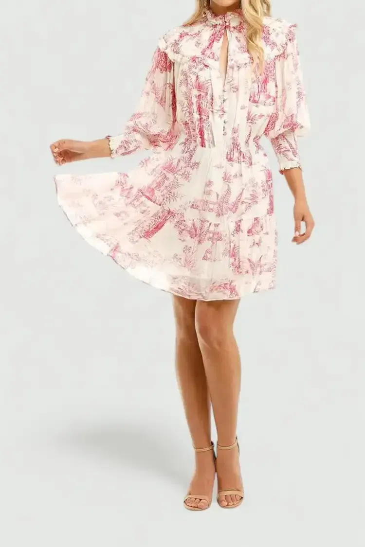 Nicholas Abbey Dress in Canister Ivory Toile Print Size 6 for rent on The Volte - main image