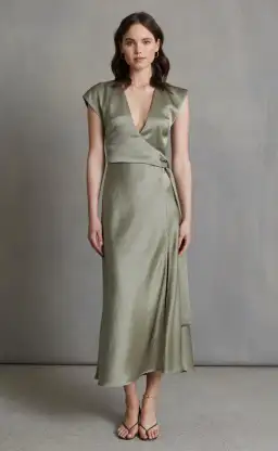 Bec & Bridge The Dreamer Wrap Dress in Sage Size 10 for rent on The Volte - image 1