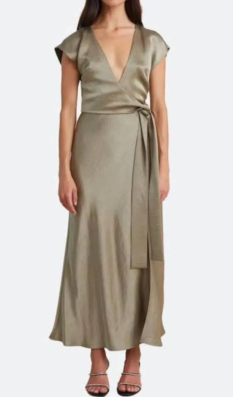 Bec & Bridge The Dreamer Wrap Dress in Sage Size 10 for rent on The Volte - main image