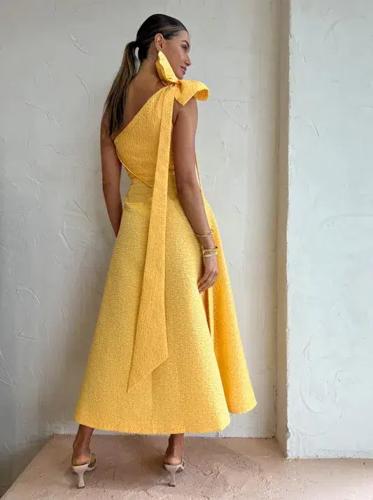 Rachel Gilbert Emiliano Midi Dress Lemondrop Size 4 / AU 14 for rent on The Volte - main image