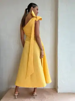Rachel Gilbert Emiliano Midi Dress Lemondrop Size 4 / AU 14 for rent on The Volte - image 5
