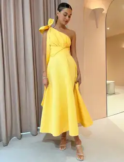 Rachel Gilbert Emiliano Midi Dress Lemondrop Size 4 / AU 14 for rent on The Volte - image 1
