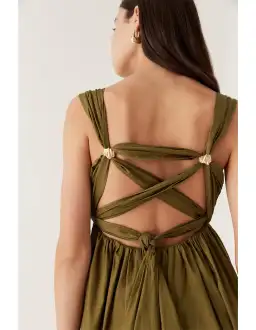 Aje Nova Tie Back Midi Dress Green Size 10 for rent on The Volte - image 4