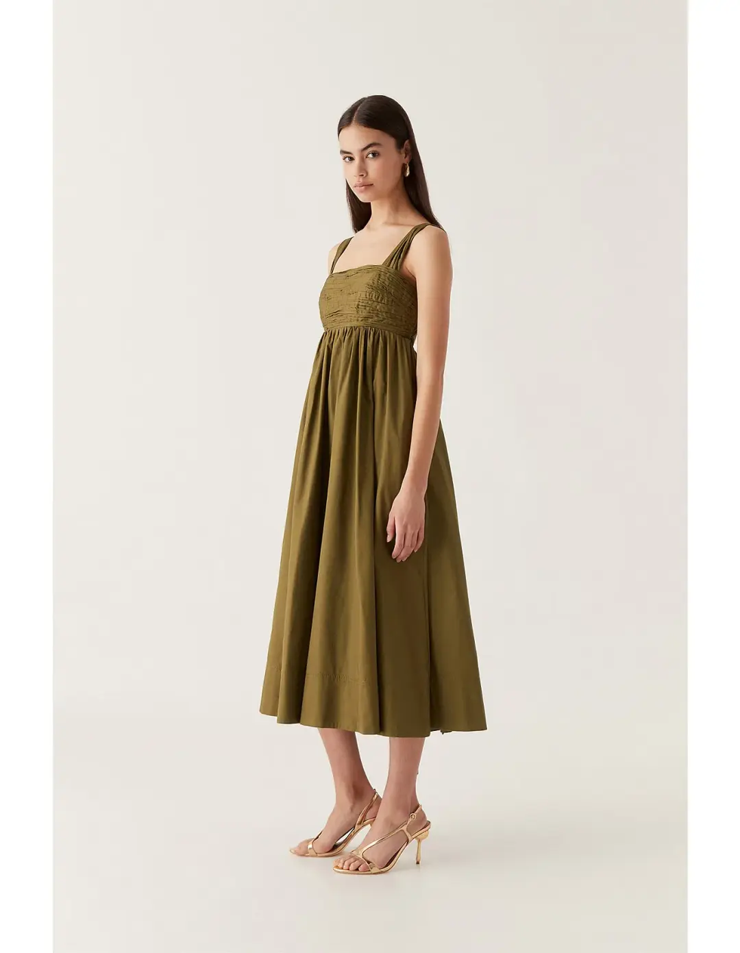 Aje Nova Tie Back Midi Dress Green Size 10 for rent on The Volte - main image