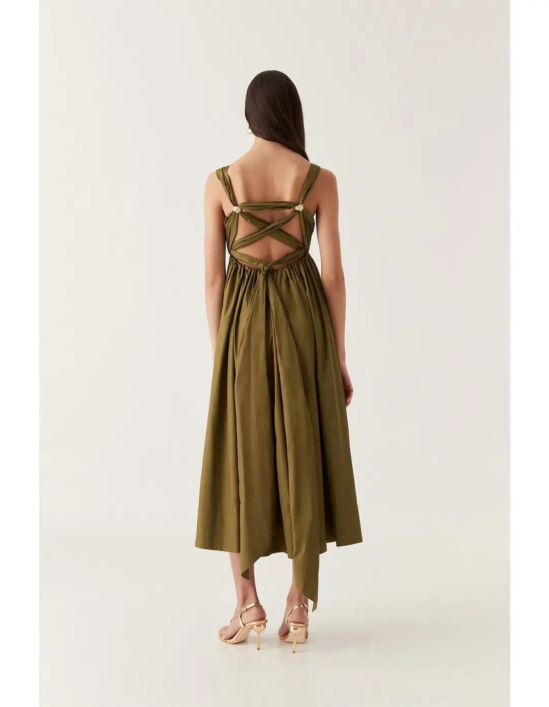 Aje Nova Tie Back Midi Dress Green Size 10 for rent on The Volte - main image