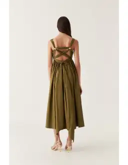 Aje Nova Tie Back Midi Dress Green Size 10 for rent on The Volte - image 3