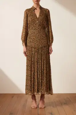 Shona Joy Paloma Button Up Midi Dress Multi Floral Size 8