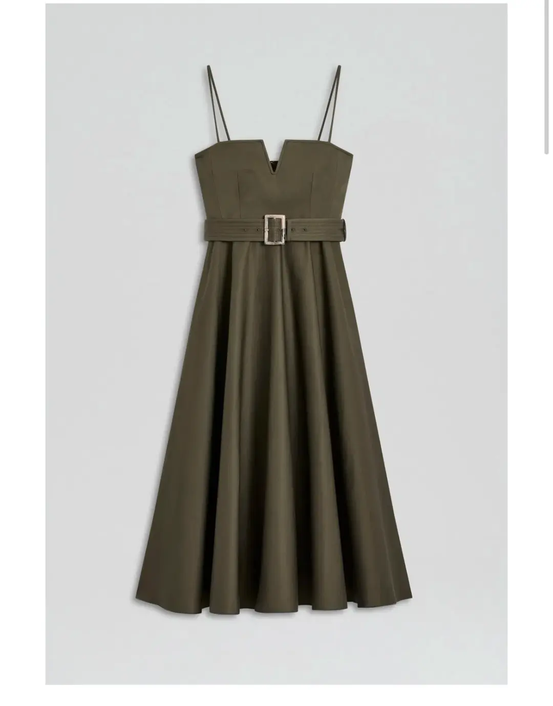Scanlan Theodore Sateen Resin Trim Dress Khaki Size 10 for rent on The Volte - main image