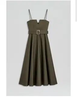 Scanlan Theodore Sateen Resin Trim Dress Khaki Size 10 for rent on The Volte - image 4