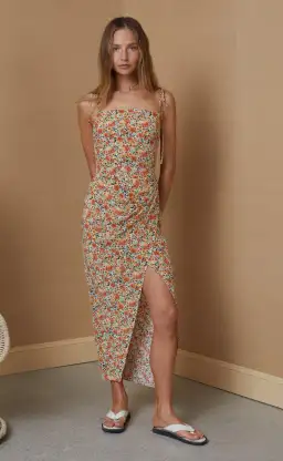 Bec & Bridge Wild Poppies Midi Dress Print in Orange Size 12 for rent on The Volte - image 1