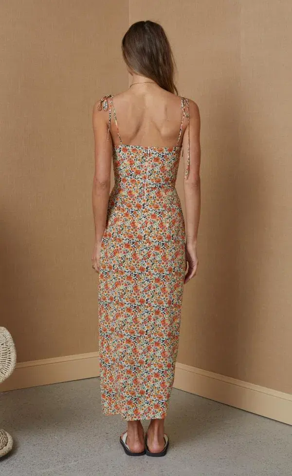 Bec & Bridge Wild Poppies Midi Dress Print in Orange Size 12 for rent on The Volte - main image