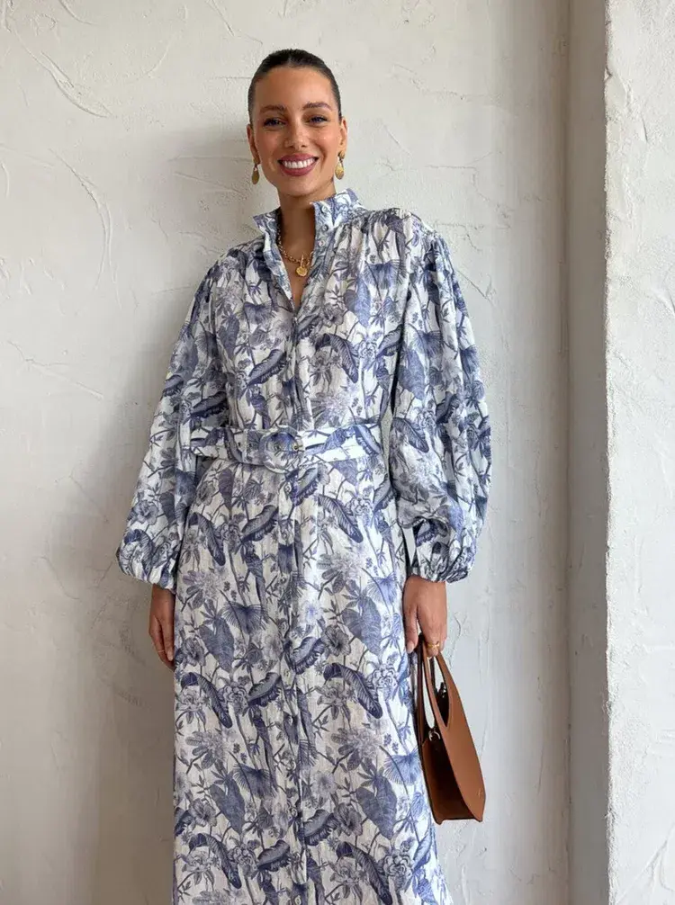 Palm Noosa Noddy Dress Blue Jungle Print Size 12 for rent on The Volte - main image